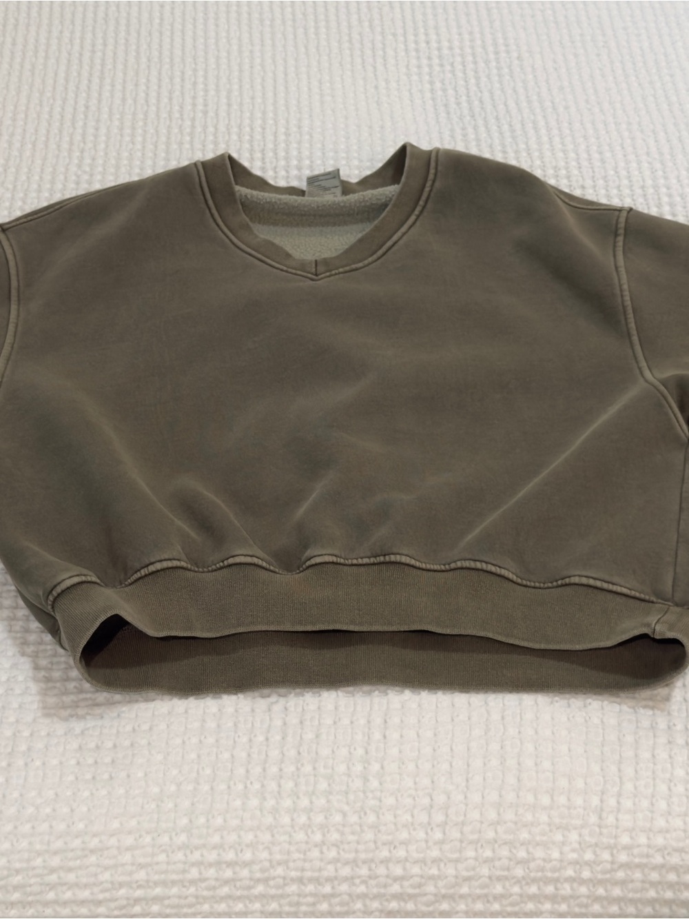 Cropped Olive Crewneck Sweatshirt